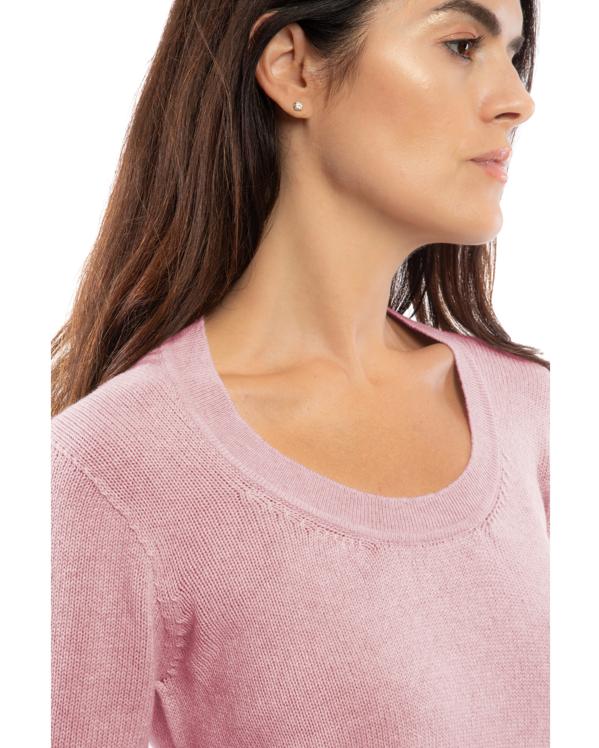 Women's Ultra-Light Pure Cashmere Scoop Neck Baby Pink — view 5