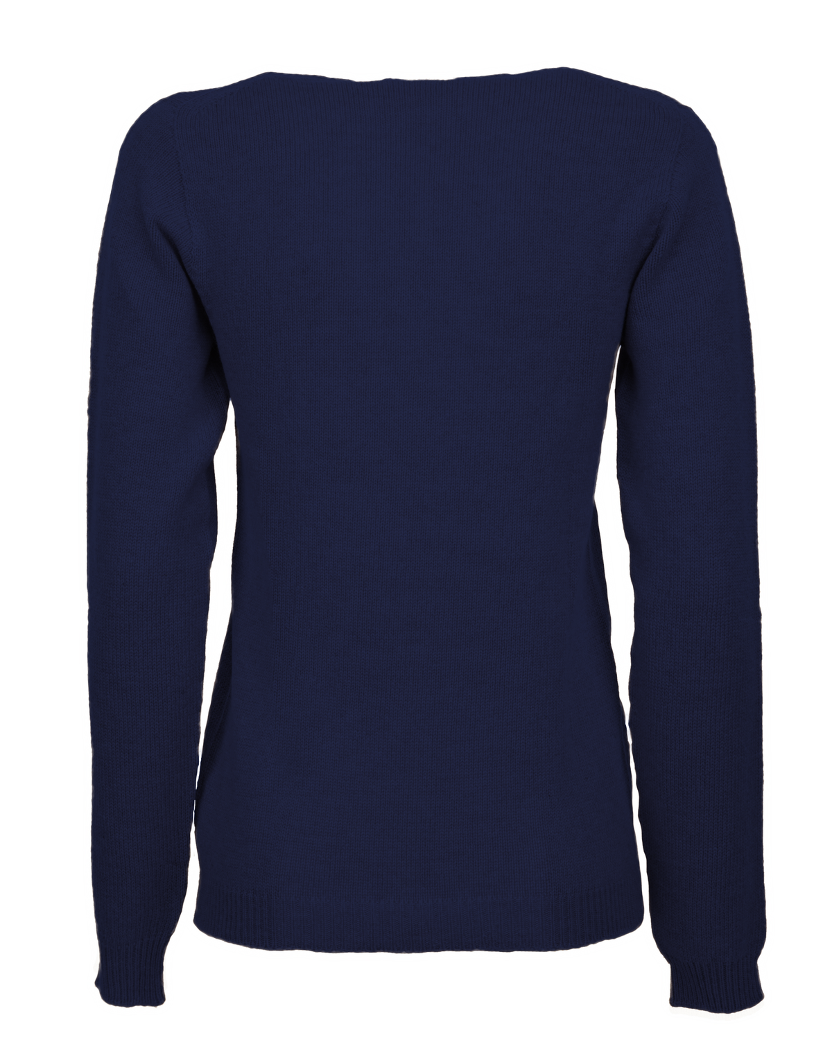 Cashmere scoop-neck sweater in blue, back view