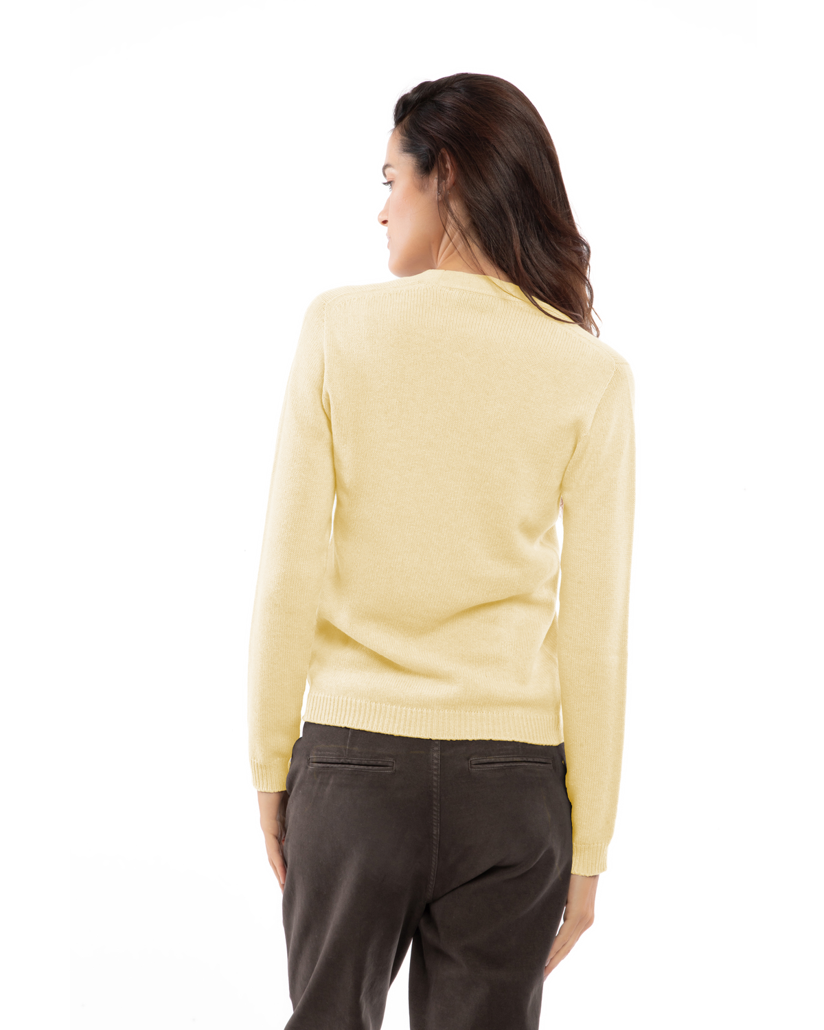 Women's Ultra-Light Pure Cashmere Scoop Neck Butter Yellow — view 4