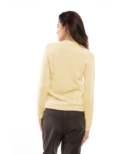 Women's Ultra-Light Pure Cashmere Scoop Neck Butter Yellow — view 4