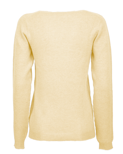 Women's Ultra-Light Pure Cashmere Scoop Neck Butter Yellow — view B
