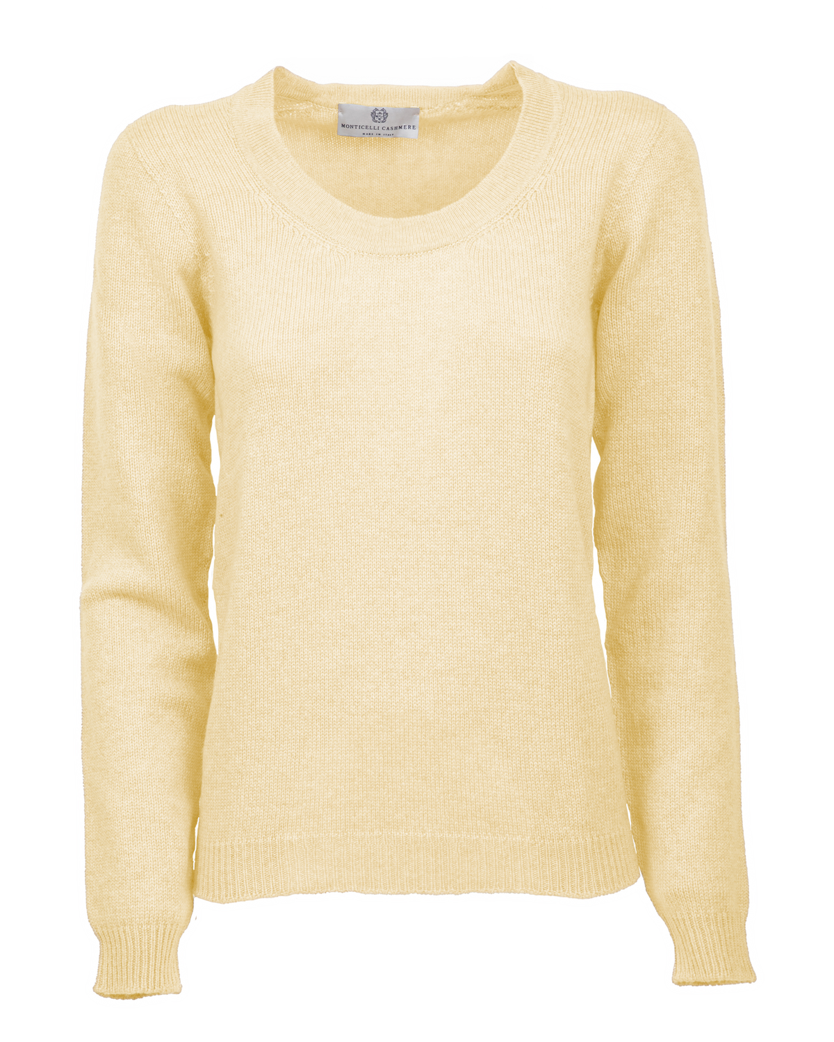 Women's Ultra-Light Pure Cashmere Scoop Neck Butter Yellow — view F