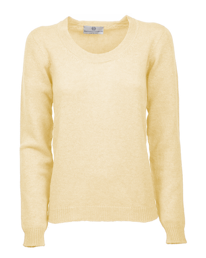 Women's Ultra-Light Pure Cashmere Scoop Neck Butter Yellow — view F