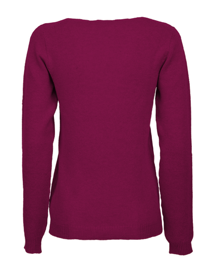 Women's Ultra-Light Pure Cashmere Scoop Neck Magenta — view B