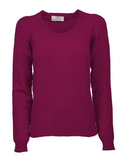 Women's Ultra-Light Pure Cashmere Scoop Neck Magenta — view F
