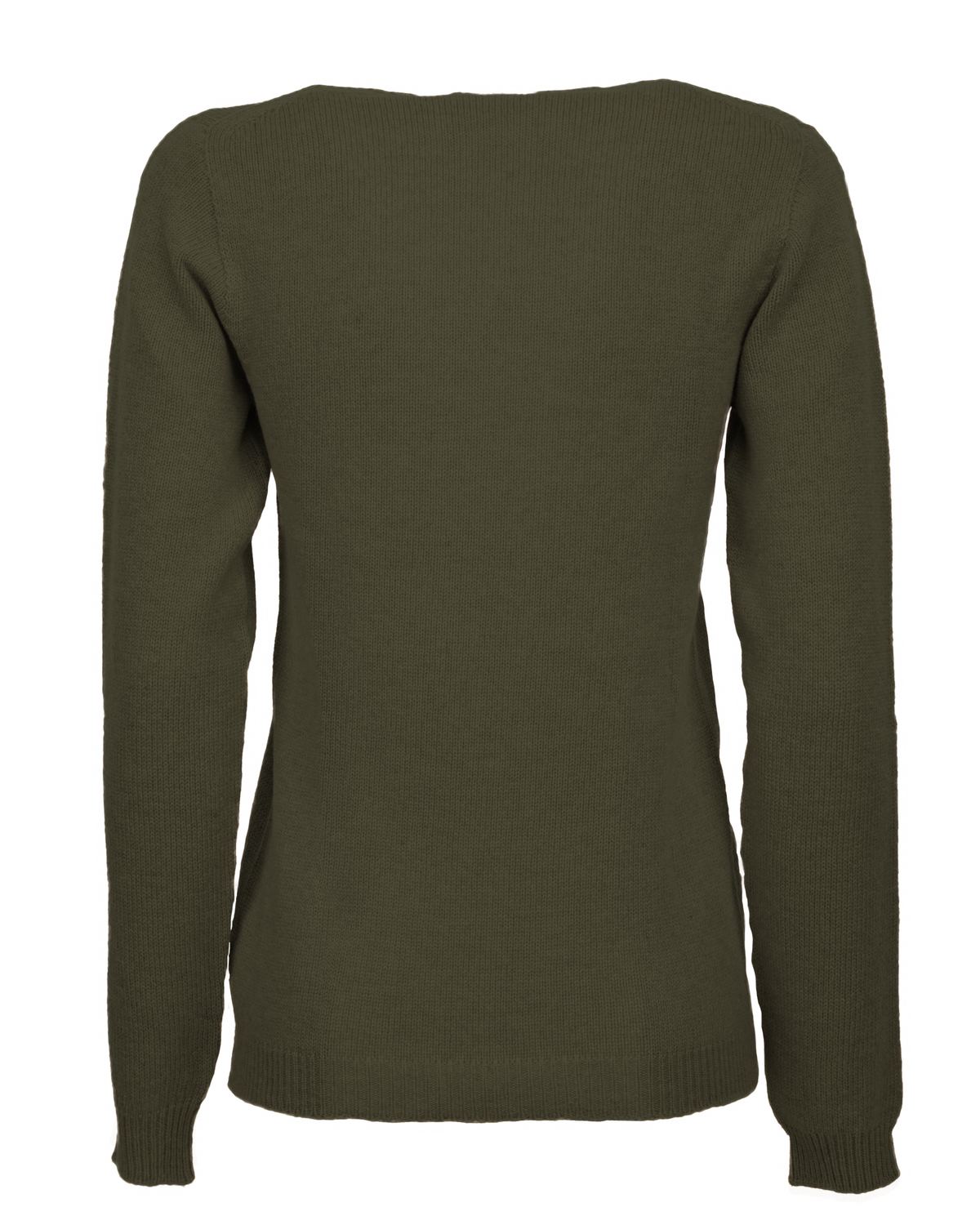 Women's Ultra-Light Pure Cashmere Scoop Neck Olive Green — view B