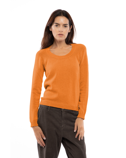 Women's Ultra-Light Pure Cashmere Scoop Neck Saffron — view 1