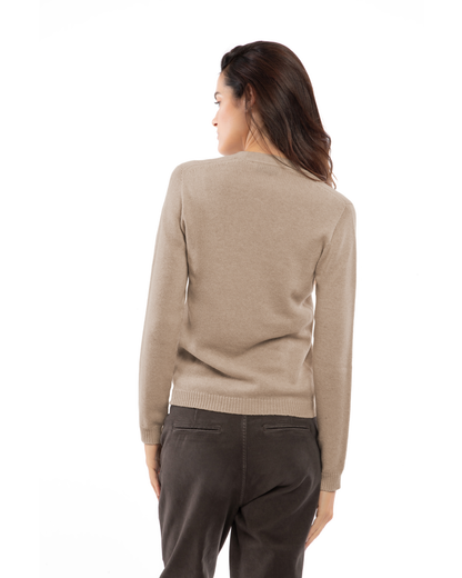 Women's Ultra-Light Pure Cashmere Scoop Neck Taupe — view 4