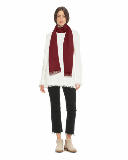 Essential Pure Cashmere Woven Scarf With Fringes Bordeaux
