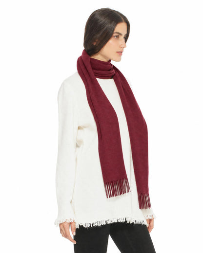 Essential Pure Cashmere Woven Scarf With Fringes Bordeaux