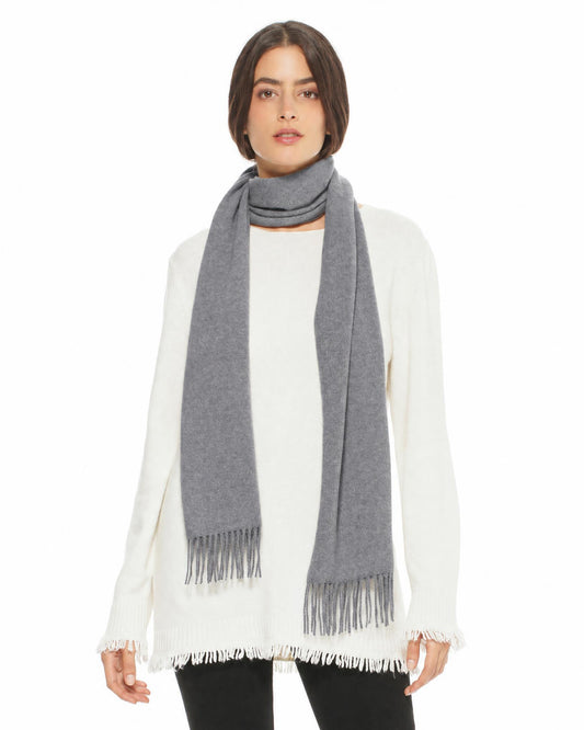 Essential Pure Cashmere Woven Scarf With Fringes Grey
