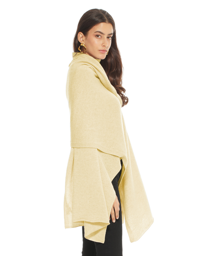 Pure Cashmere Feather-Light Maxi Wrap Stole Butter Yellow