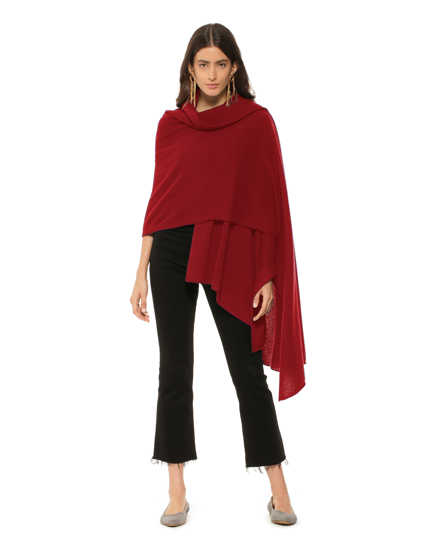 Pure Cashmere Feather-Light Maxi Wrap Stole Chianti