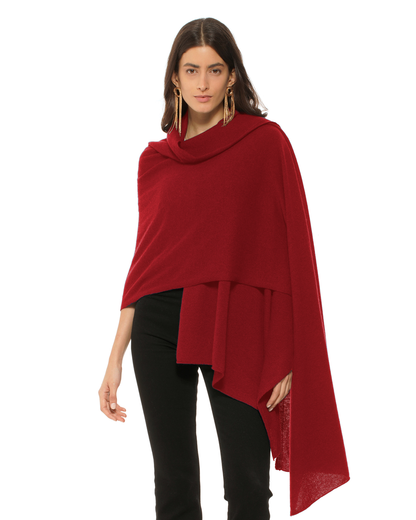 Pure Cashmere Feather-Light Maxi Wrap Stole Chianti