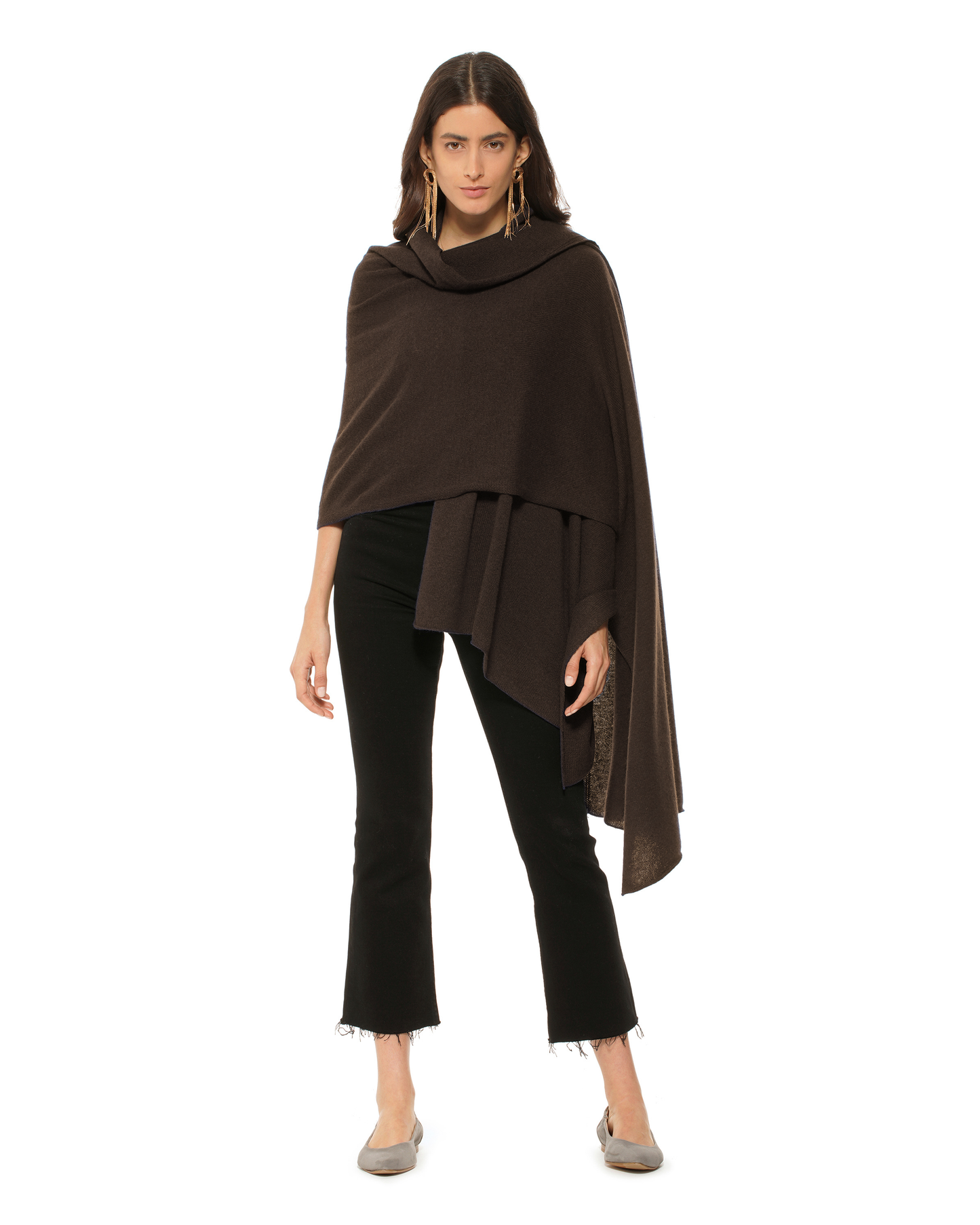 Pure Cashmere Feather-Light Maxi Wrap Stole Coffee