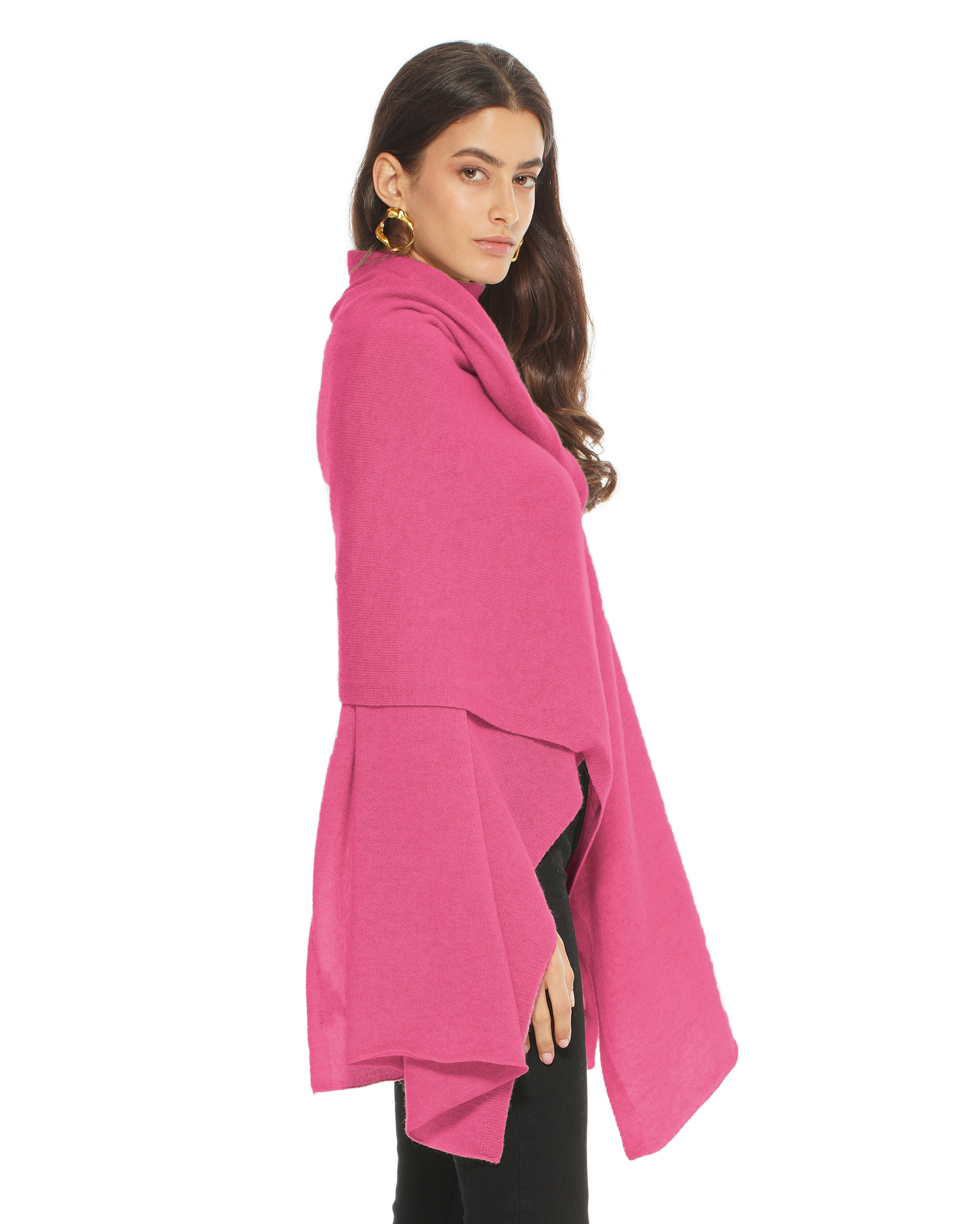 Pure Cashmere Feather-Light Maxi Wrap Stole Fuchsia