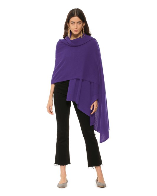 Pure Cashmere Feather-Light Maxi Wrap Stole Iris Purple
