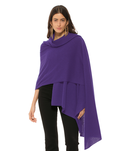 Pure Cashmere Feather-Light Maxi Wrap Stole Iris Purple