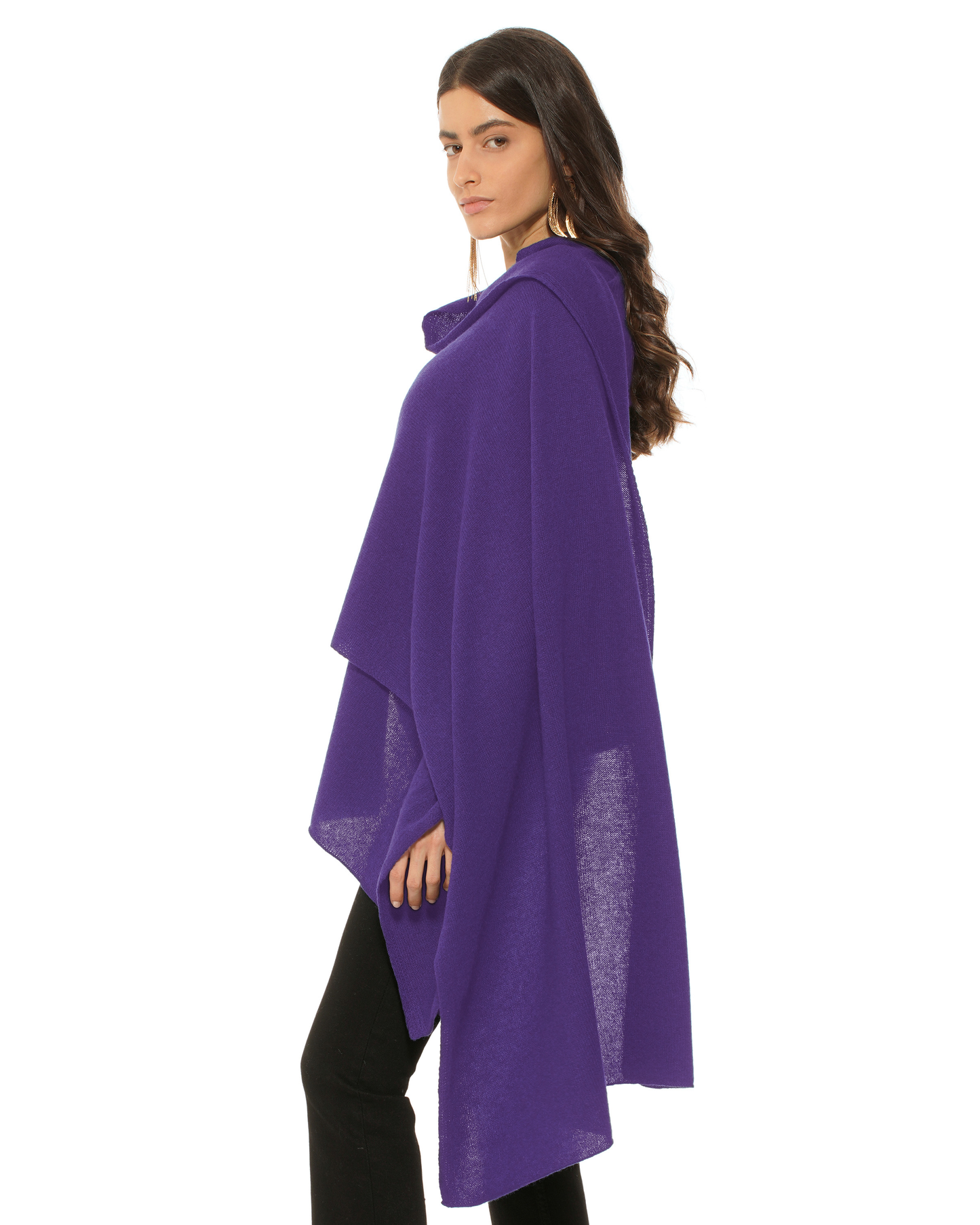 Pure Cashmere Feather-Light Maxi Wrap Stole Iris Purple