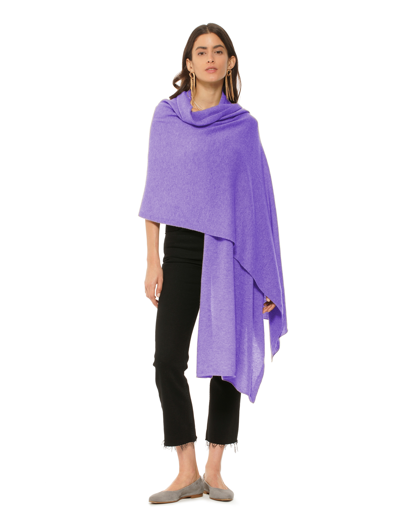Pure Cashmere Feather-Light Maxi Wrap Stole Lavender