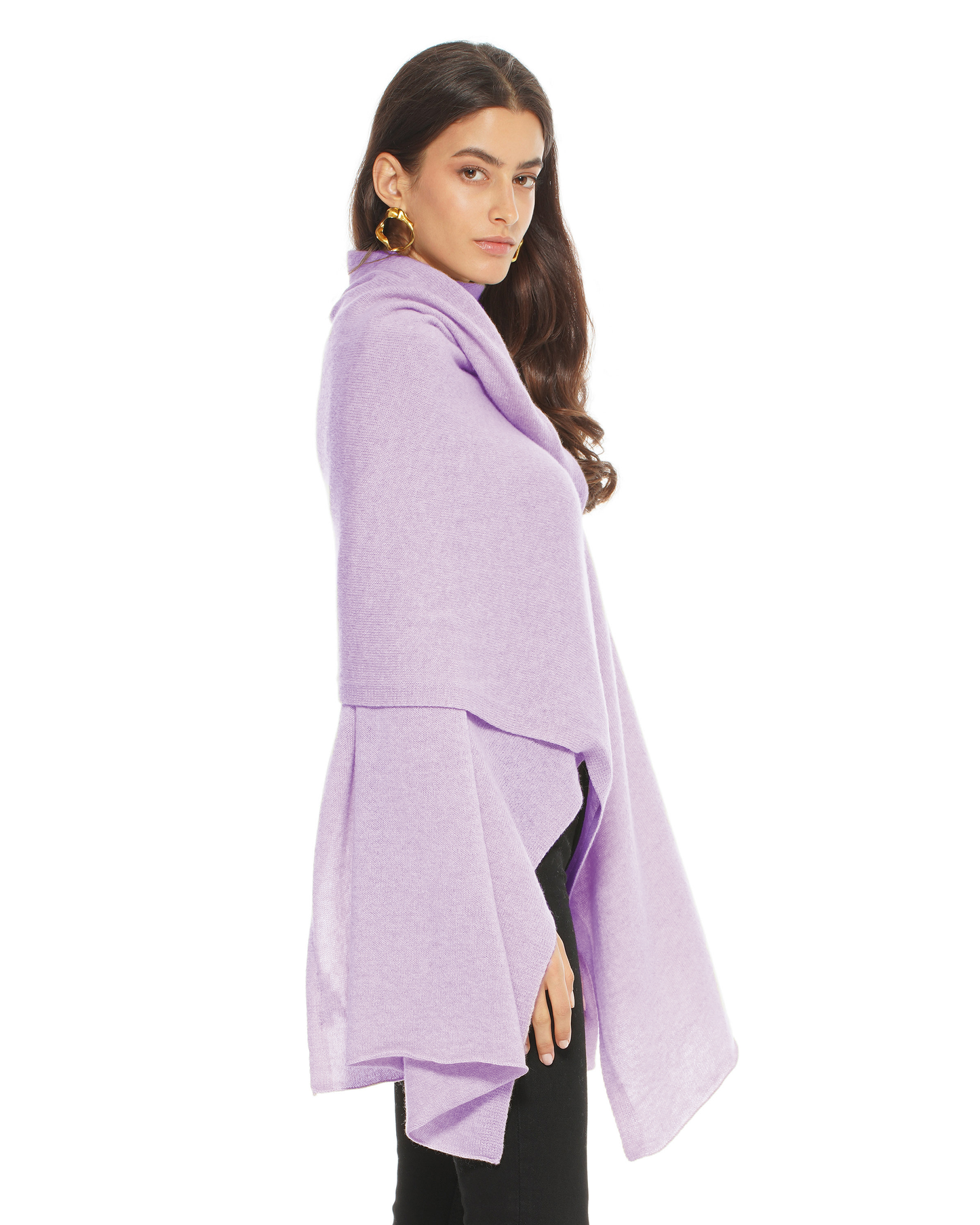 Pure Cashmere Feather-Light Maxi Wrap Stole Lilac