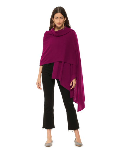 Pure Cashmere Feather-Light Maxi Wrap Stole Magenta