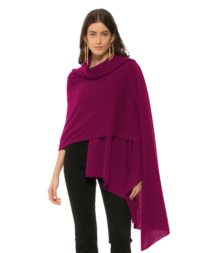 Pure Cashmere Feather-Light Maxi Wrap Stole Magenta