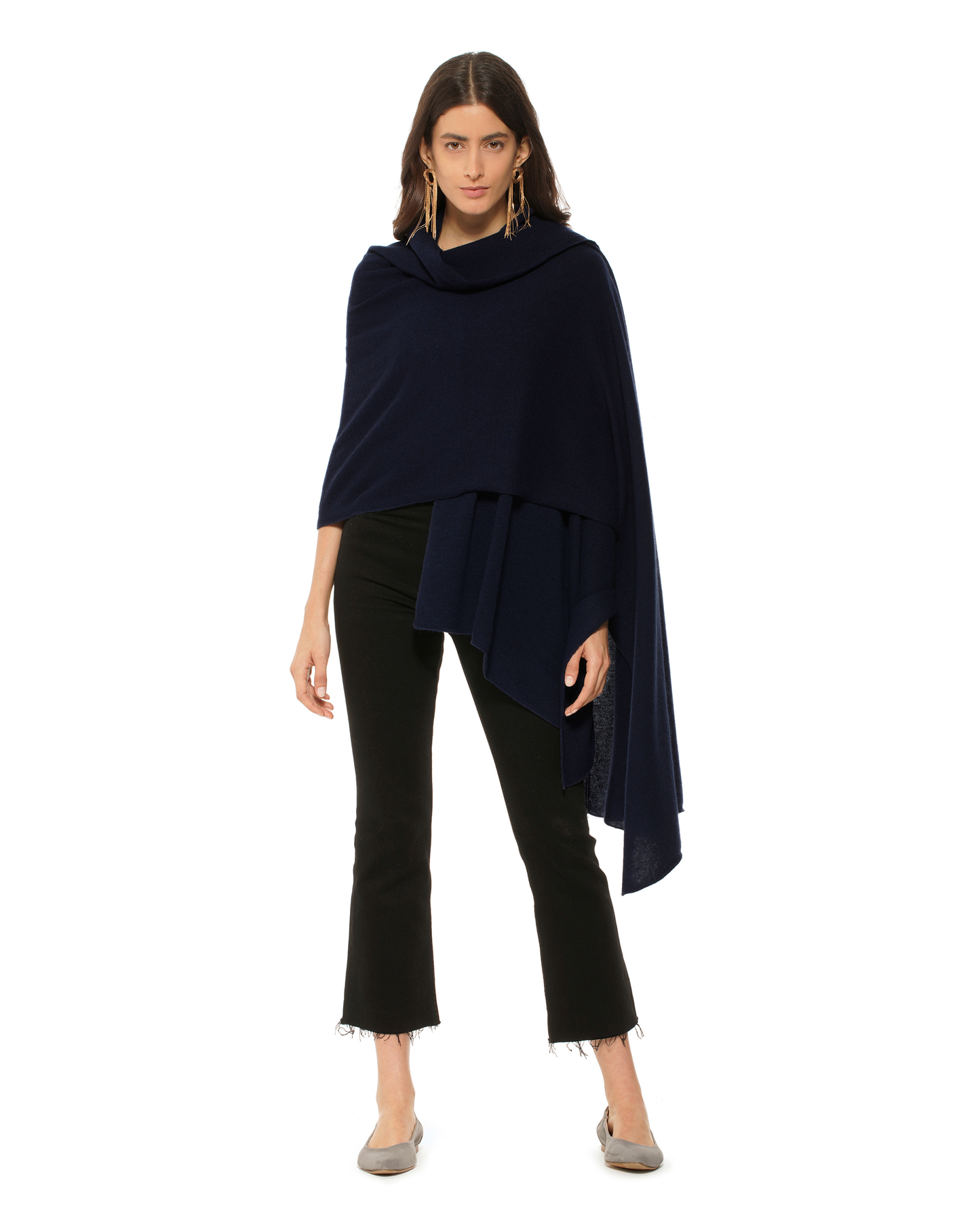 Pure Cashmere Feather-Light Maxi Wrap Stole Night Blue