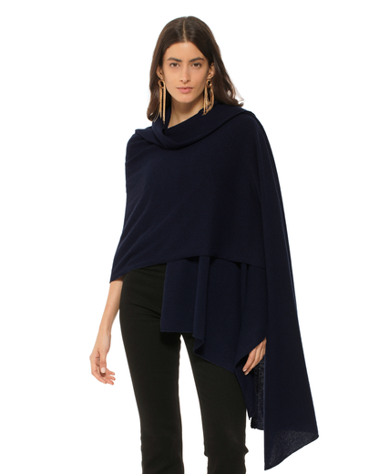 Pure Cashmere Feather-Light Maxi Wrap Stole Night Blue