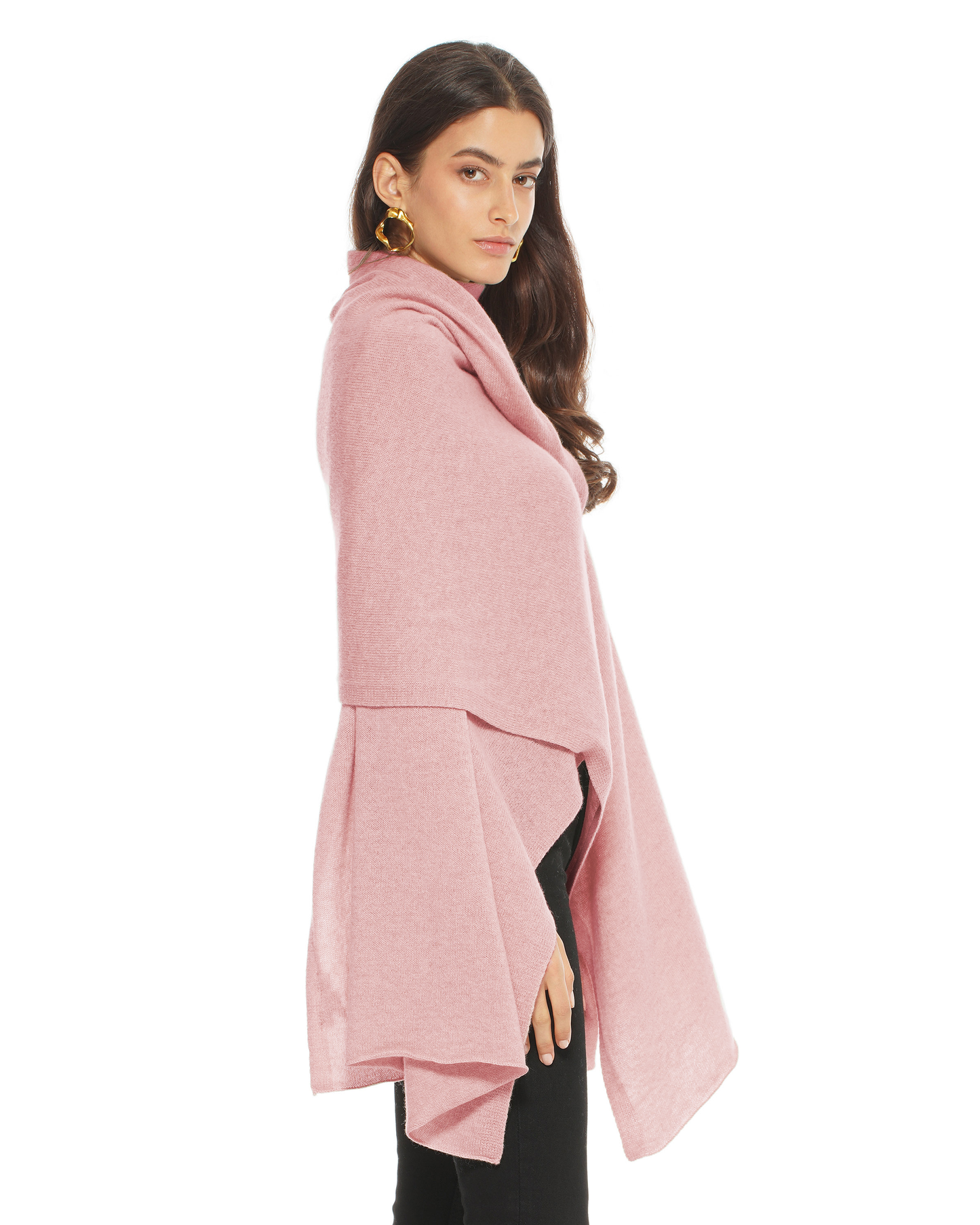 Pure Cashmere Feather-Light Maxi Wrap Stole Old Rose
