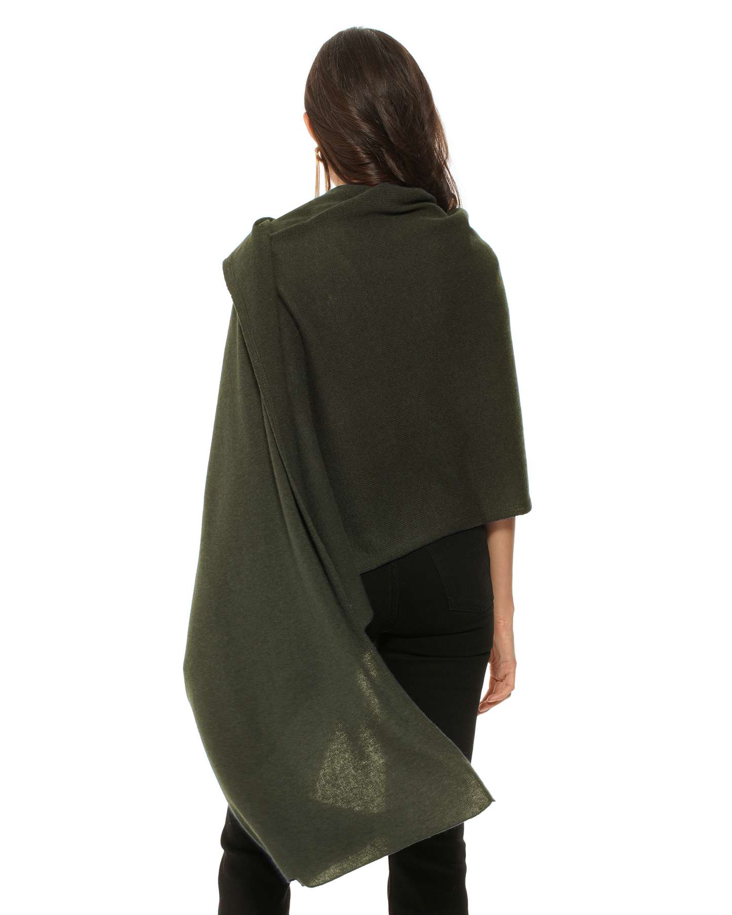 Pure Cashmere Feather-Light Maxi Wrap Stole Olive Green