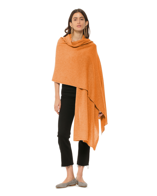 Pure Cashmere Feather-Light Maxi Wrap Stole Saffron