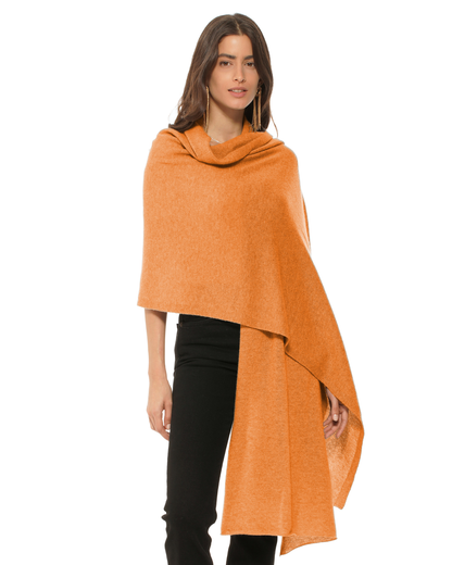 Pure Cashmere Feather-Light Maxi Wrap Stole Saffron
