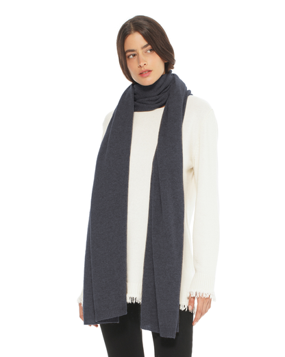 Women's Cashmere Wrap Scarf Charcoal