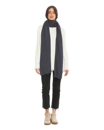 Women's Cashmere Wrap Scarf Charcoal