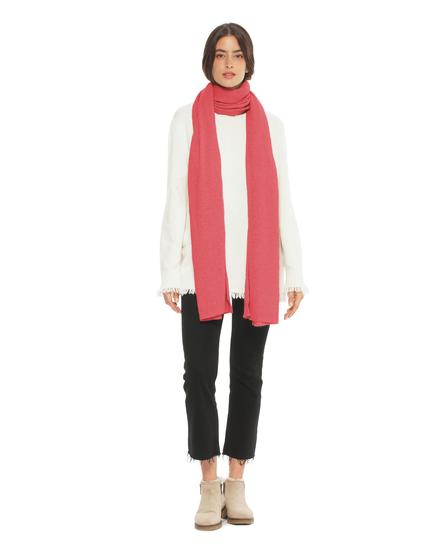 Women's Cashmere Wrap Scarf Coral Red