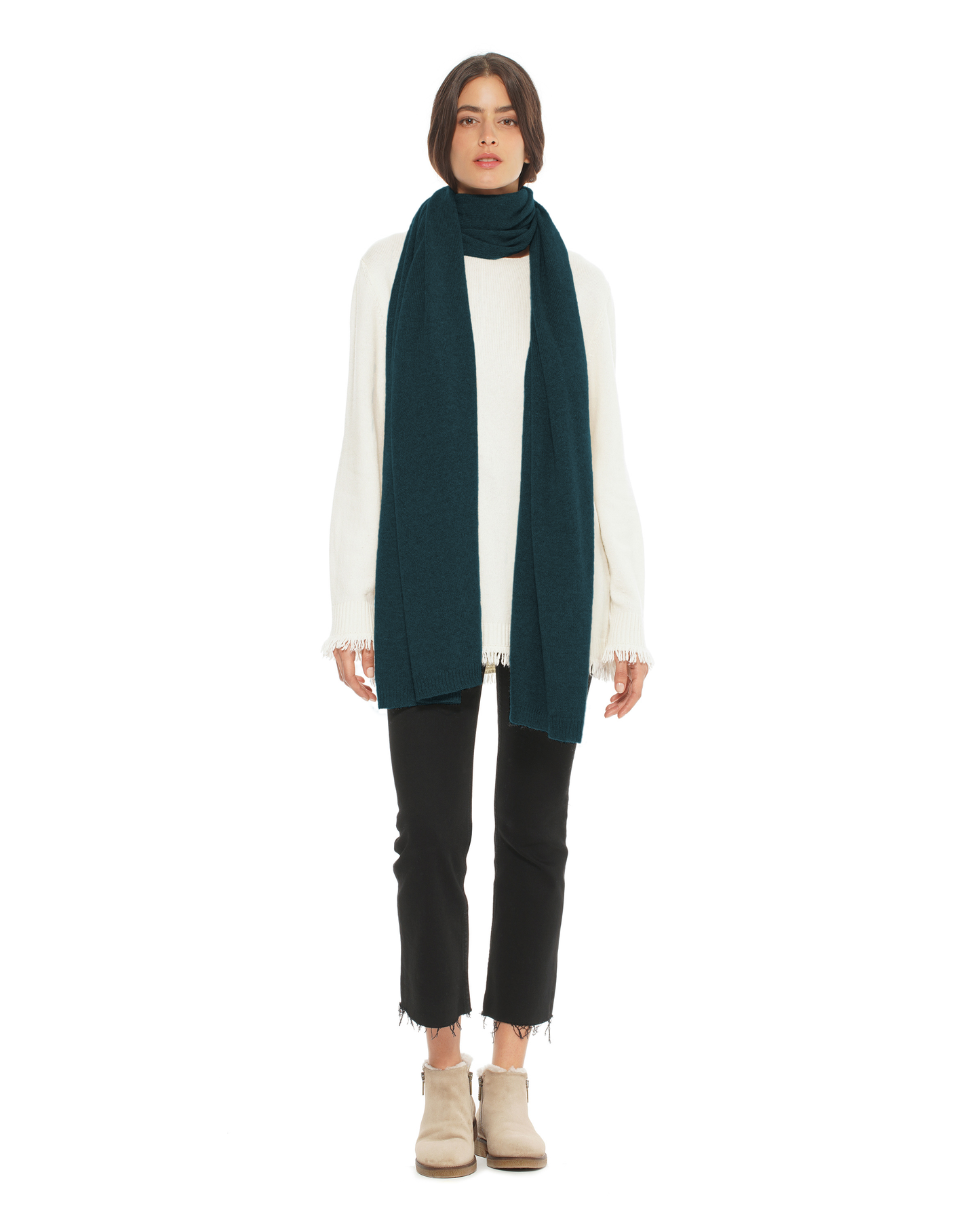 Women's Cashmere Wrap Scarf Forest Green