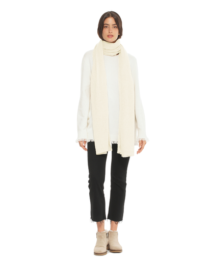 Women's Cashmere Wrap Scarf Milk White