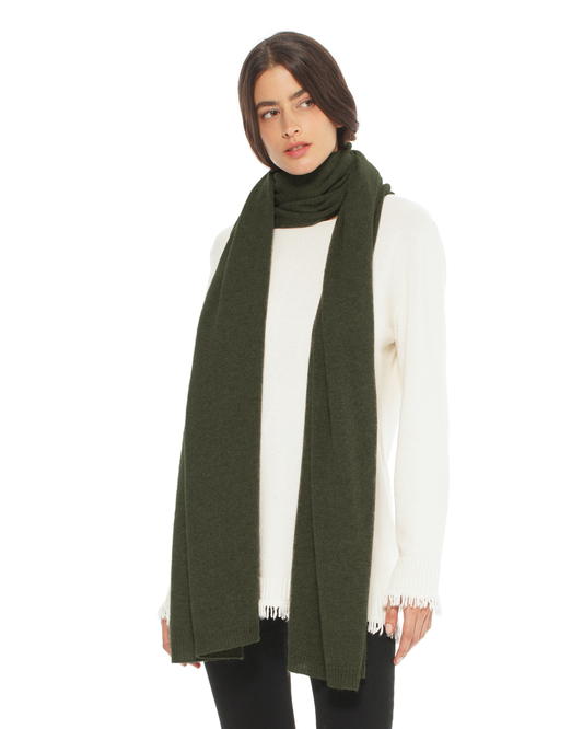 Women's Cashmere Wrap Scarf Olive Green