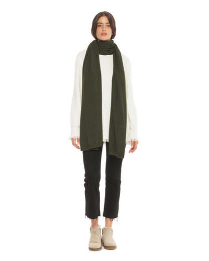 Women's Cashmere Wrap Scarf Olive Green
