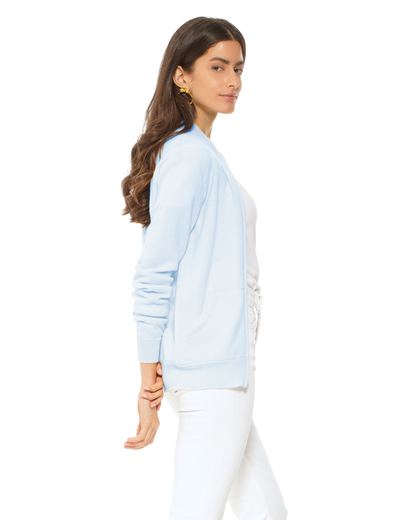 Oprah Daily - Women's Pure Cashmere Zip Cardigan Baby Blue