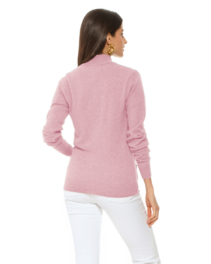 Oprah Daily - Women's Pure Cashmere Zip Cardigan Baby Pink