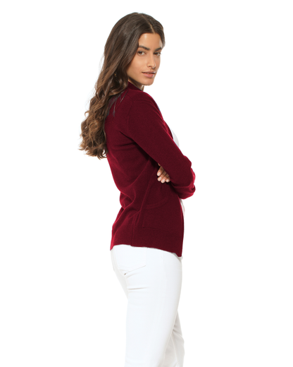 Oprah Daily - Women's Pure Cashmere Zip Cardigan Bordeaux