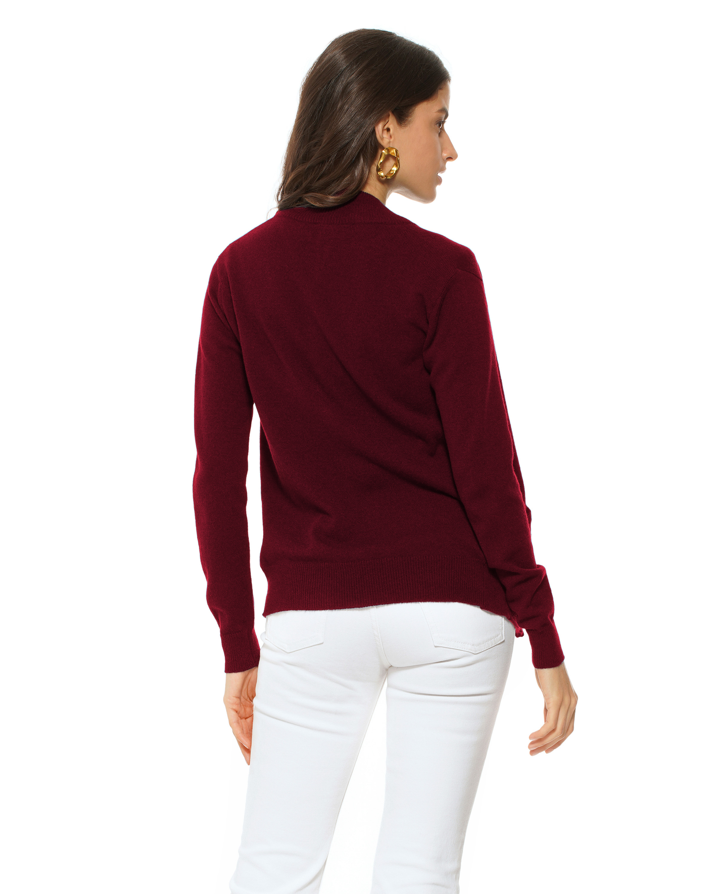 Oprah Daily - Women's Pure Cashmere Zip Cardigan Bordeaux