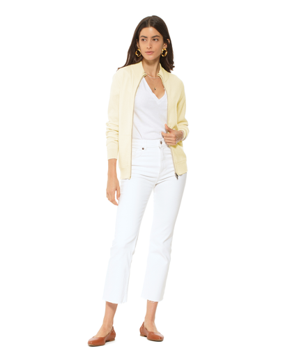 Oprah Daily - Women's Pure Cashmere Zip Cardigan Butter Yellow
