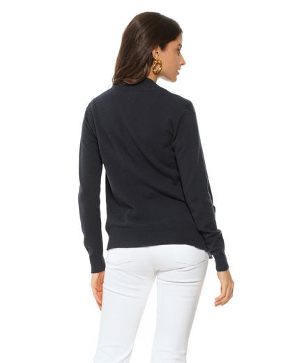 Oprah Daily - Women's Pure Cashmere Zip Cardigan Charcoal