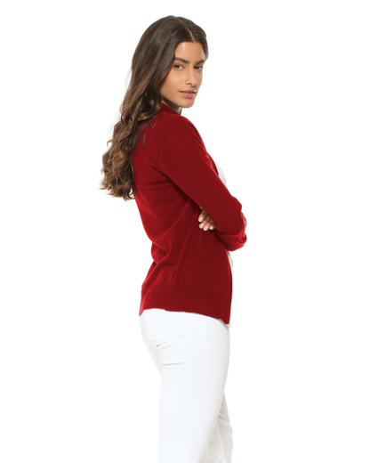 Oprah Daily - Women's Pure Cashmere Zip Cardigan Chianti