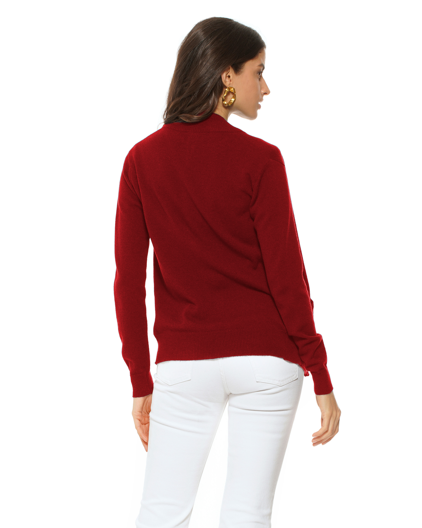Oprah Daily - Women's Pure Cashmere Zip Cardigan Chianti