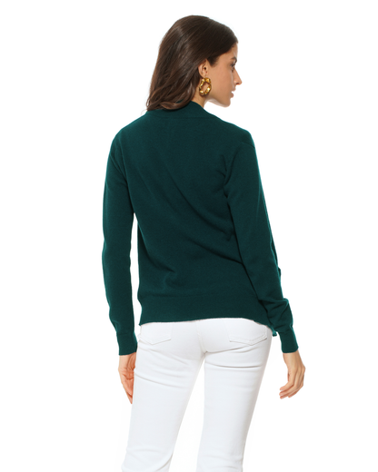 Oprah Daily - Women's Pure Cashmere Zip Cardigan Forest Green