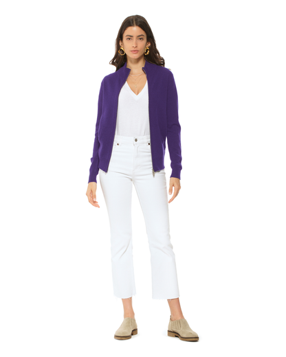 Oprah Daily - Women's Pure Cashmere Zip Cardigan Iris Purple